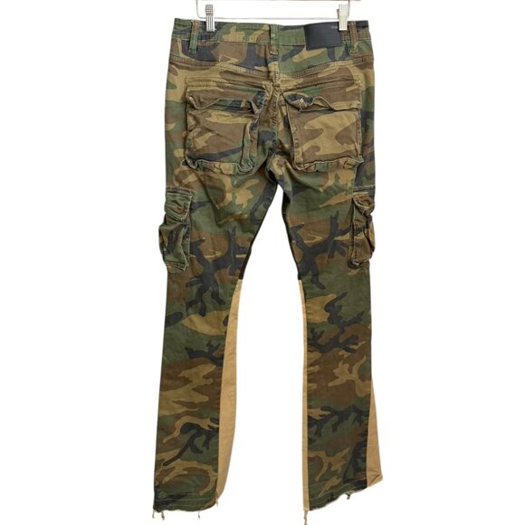 Valabasas Mens Camo Cargo Commander Stacked Flare Jeans Size 32 Streetwear - Picture 2 of 13